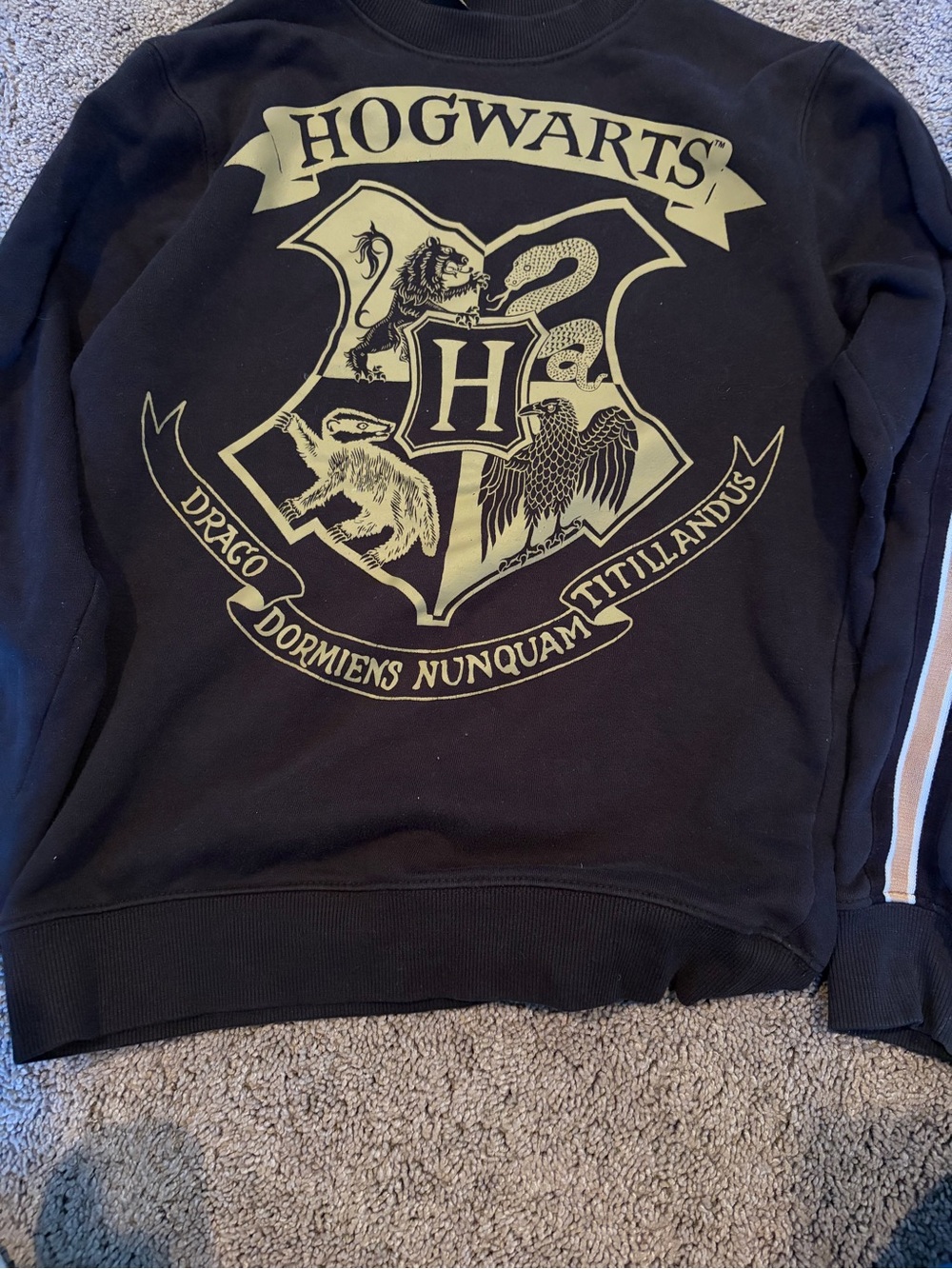 Warner Bros. Black Sweatshirt with Cream Hogwarts Crest